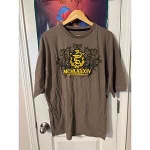 Mecca MCMLXXXIV US y2j International Tee T Shirt Mens XL Brown Graphic Print